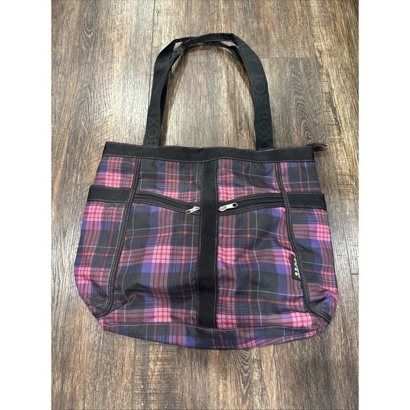 VTG Y2K Plaid JOE BOXER Tote Bag W Zipper Closure Shoulder Bag Grunge Punk - Picture 1 of 8